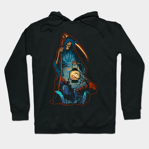 Grim Reaper Graveyard Scene Hoodie by CTKR Studio